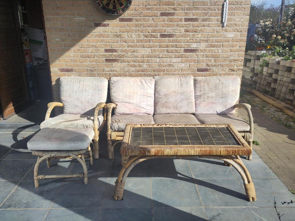 Vintage rotan set, Enlèvement, Utilisé, Osier ou Rotin