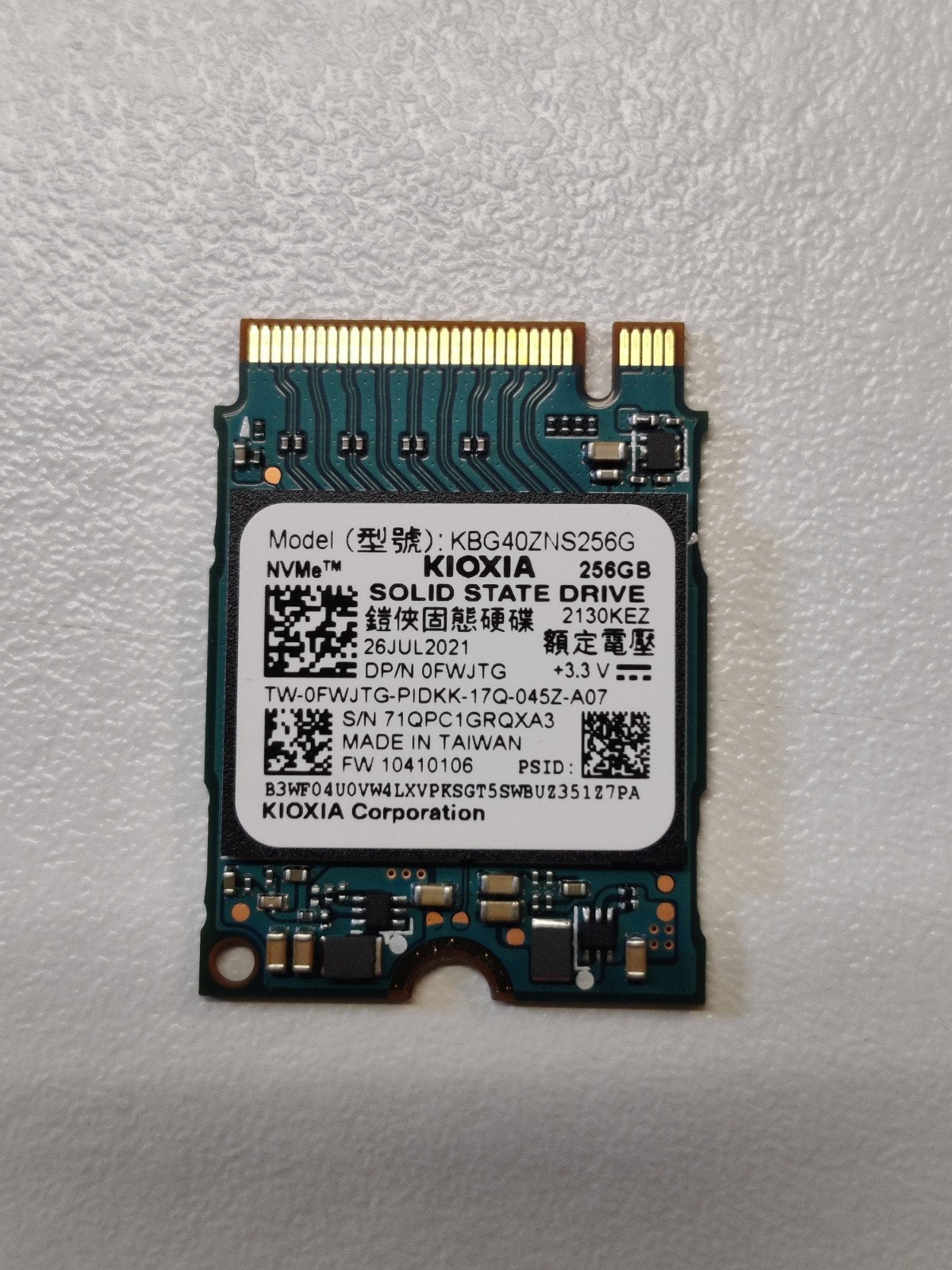 256GB SSD NVMe SSD KIOXIA, Computers en Software, Harde schijven, Ophalen, SSD