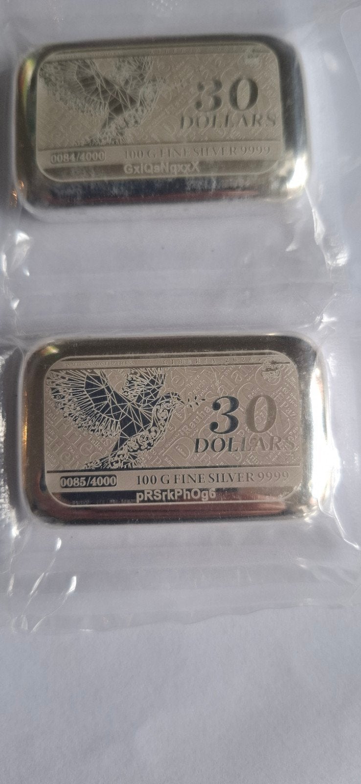 Lingot d'argent 99,99. 2x100G, Timbres & Monnaies, Métaux nobles & Lingots, Enlèvement ou Envoi, Argent