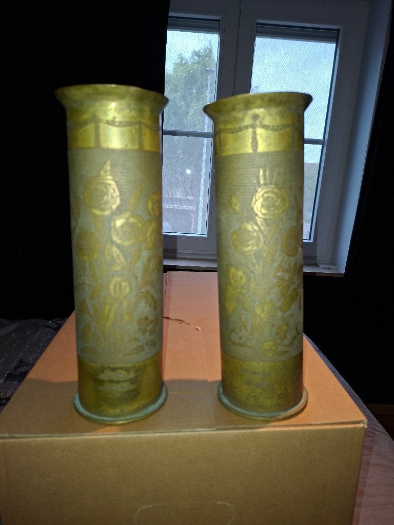 75mm trench art met namen, Ophalen, Landmacht, Hulzen of Bodemvondsten