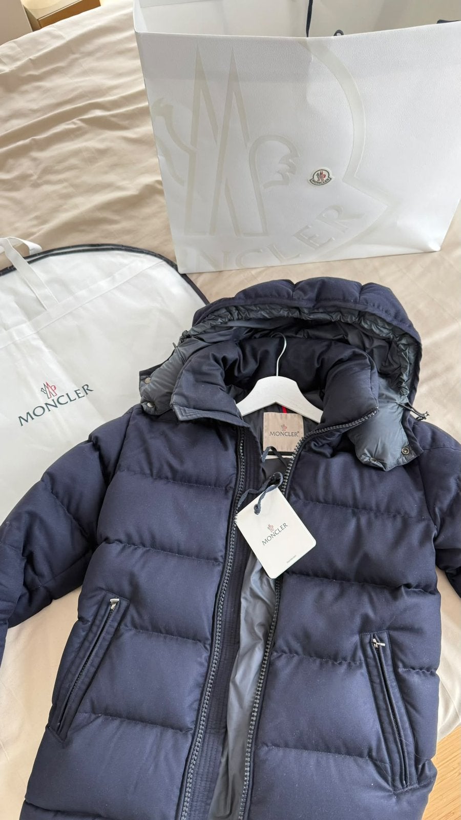 Orgineel Moncler marineblauw winterjas, Kleding | Heren, Ophalen, Zo goed als nieuw