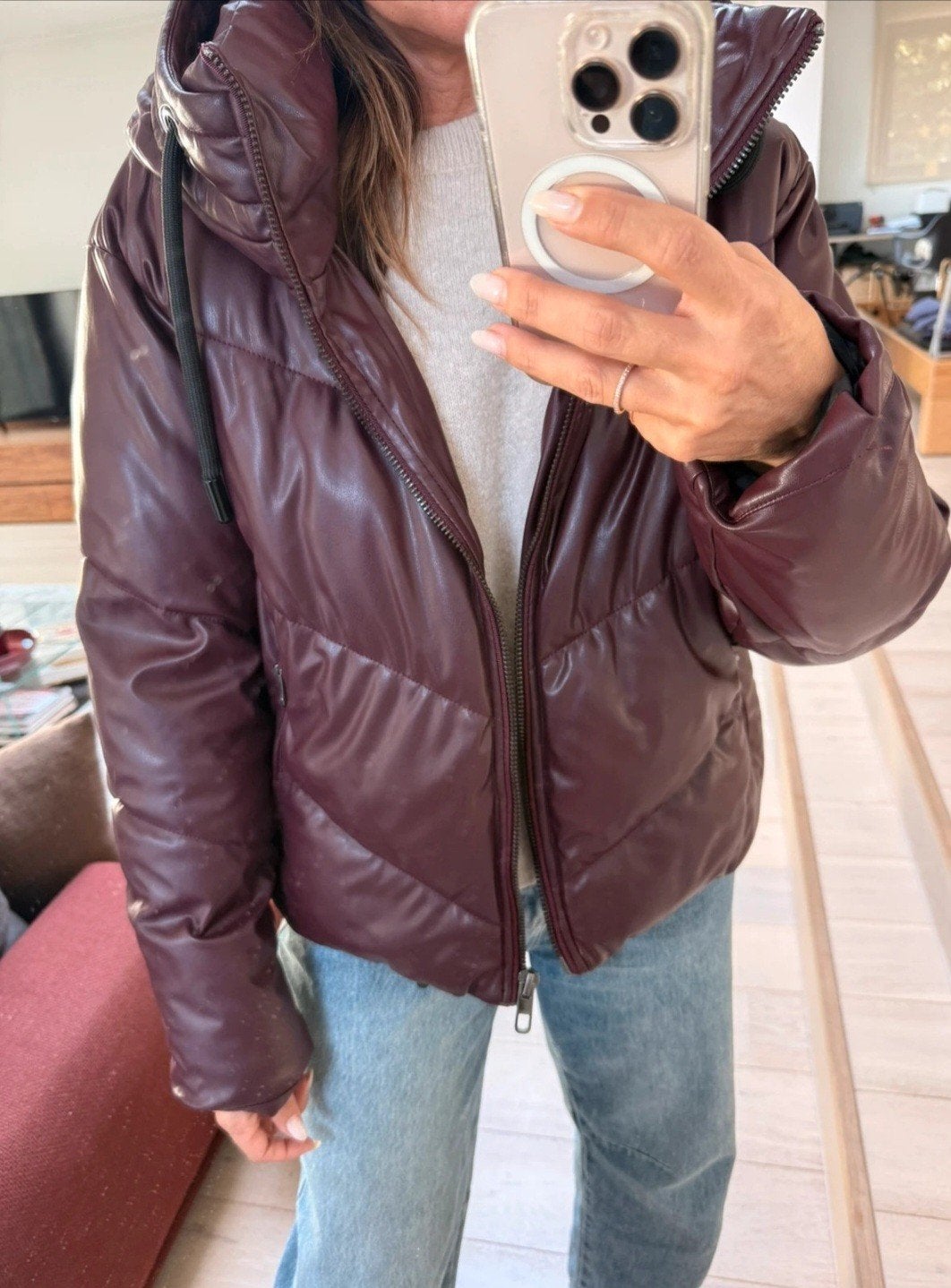 Pufferjas lederlook Zara maat M, Maat 38/40 (M), Zara, Nieuw, Ophalen of Verzenden