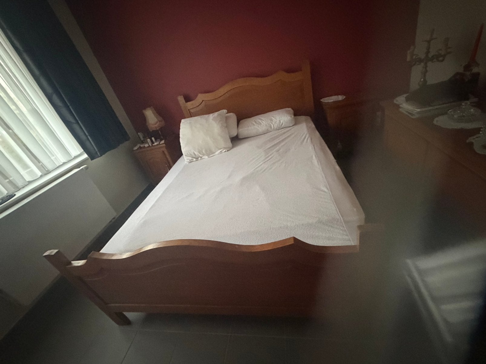 Compleet eiken slaapkamer, Ophalen, Zo goed als nieuw, Tweepersoons, Antik