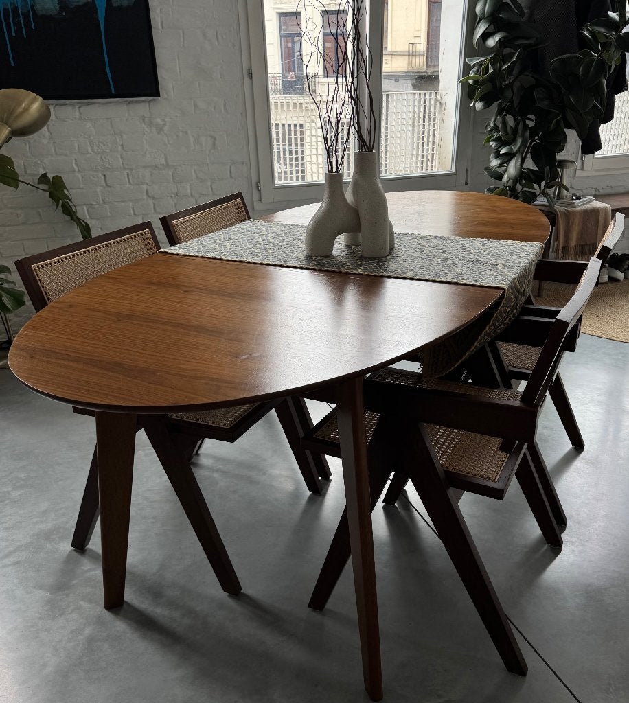Table à manger extensible ovale en bois foncé L150-200, Maison & Meubles, 150 à 200 cm, Cinq personnes ou plus, 150 à 200 cm, Enlèvement