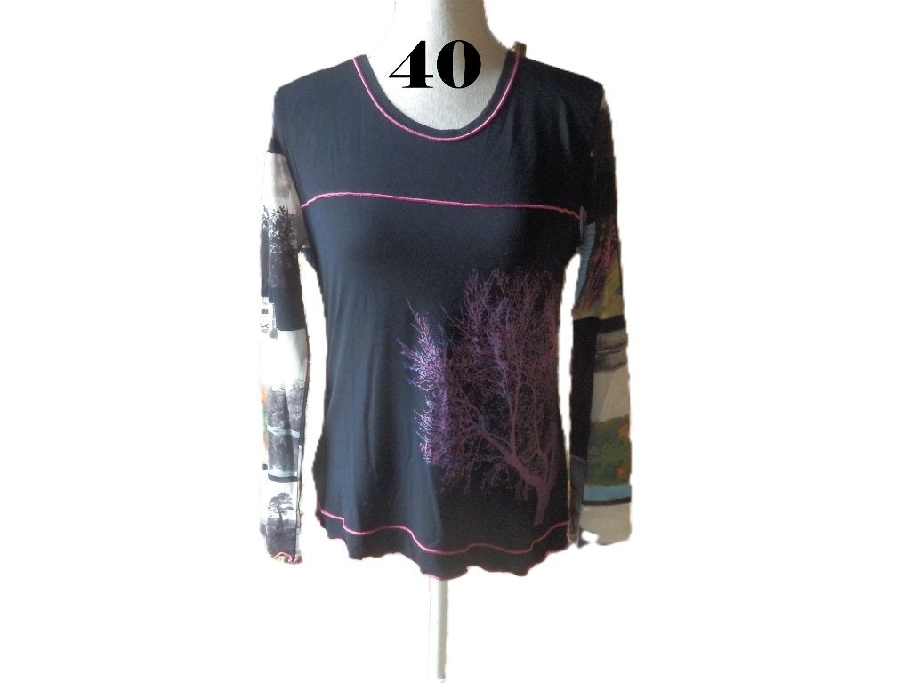(224)- blouse femme t.l rose noir - julie guerlande -, Kleding | Dames, Maat 38/40 (M), Zwart, Ophalen of Verzenden, Julie guerlande