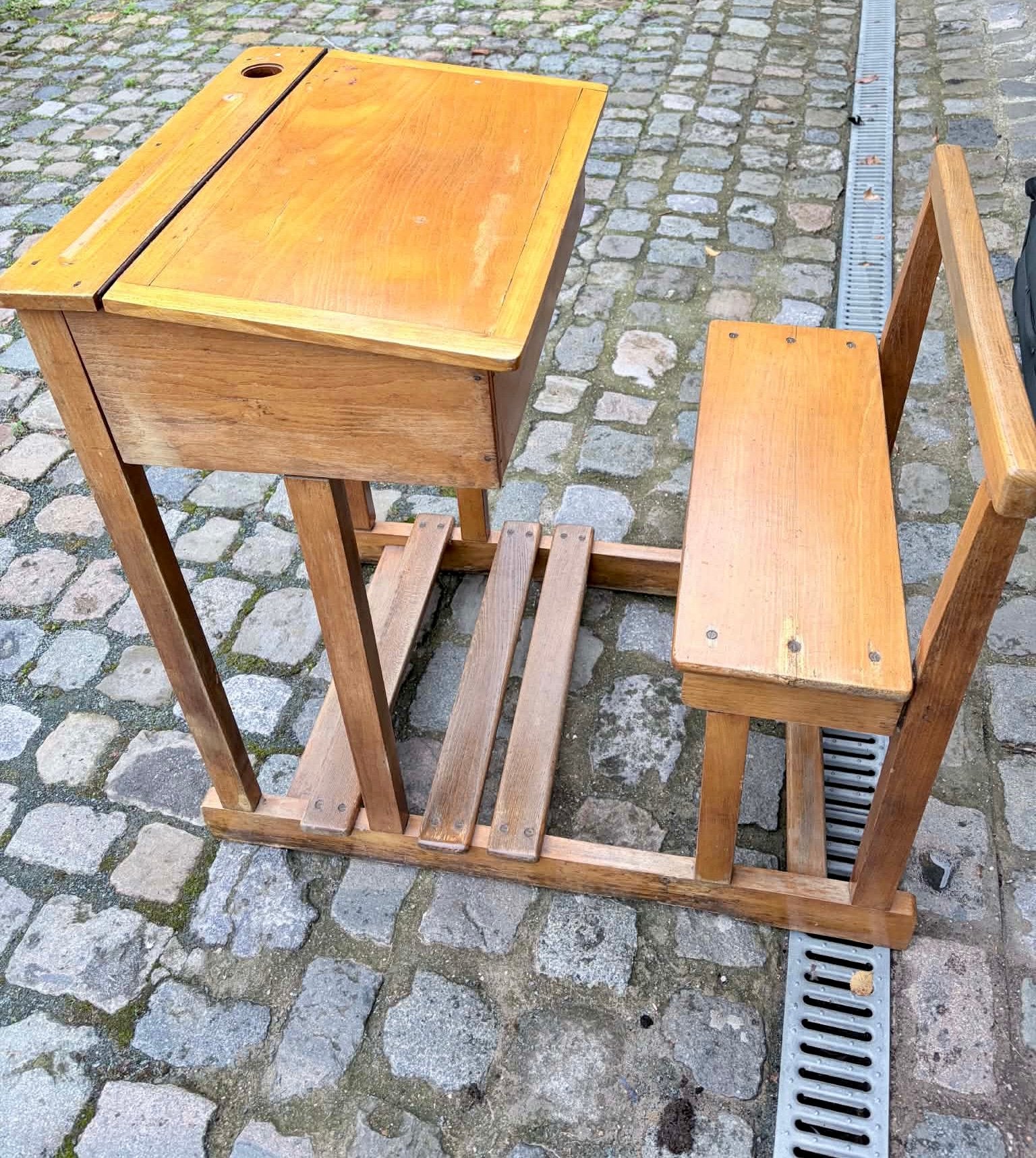 Vintage Schoolbankje, Huis en Inrichting, Ophalen, Opbergruimte, Gebruikt, Hout