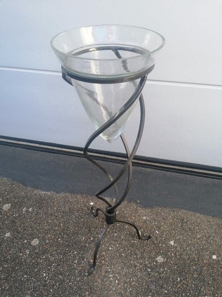 bloempot op staander, Tuin en Terras, Bloempotten, Gebruikt, Rond, Metaal, Binnen