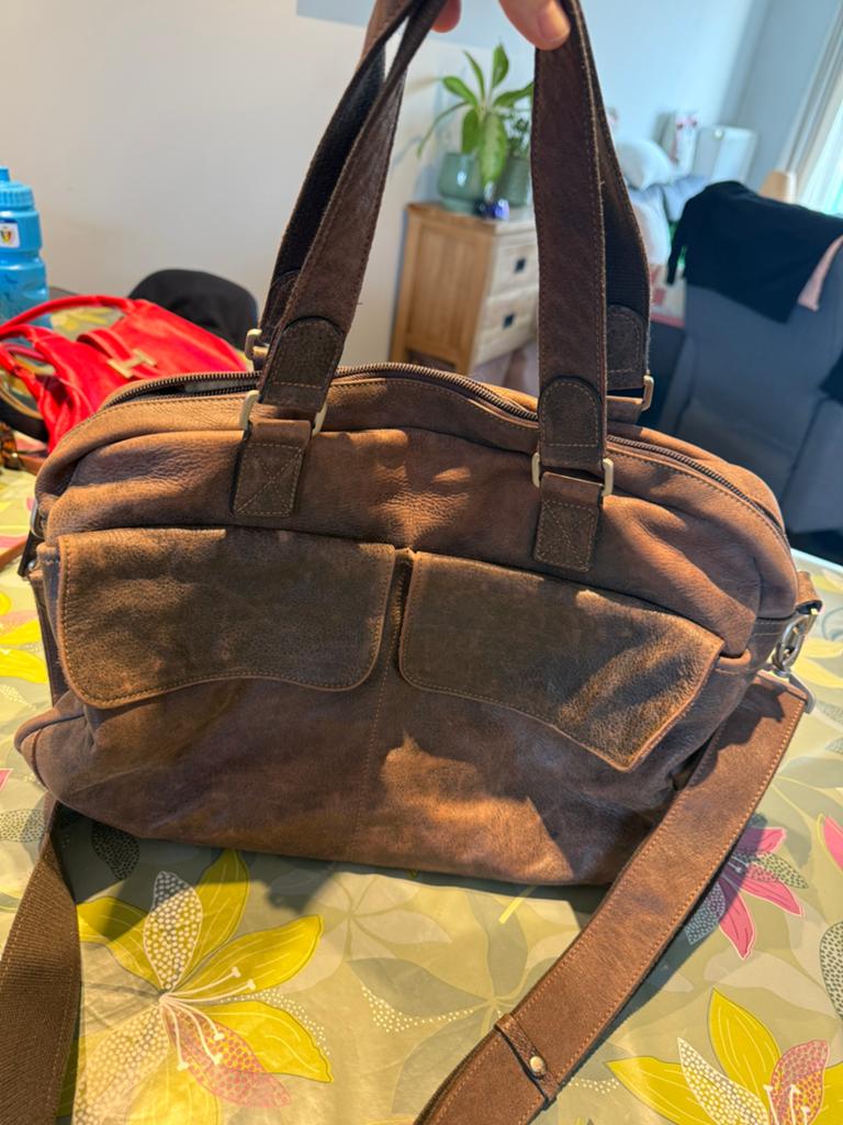 Lederen handtas, Handtassen en Accessoires, Ophalen, Gebruikt, Bruin