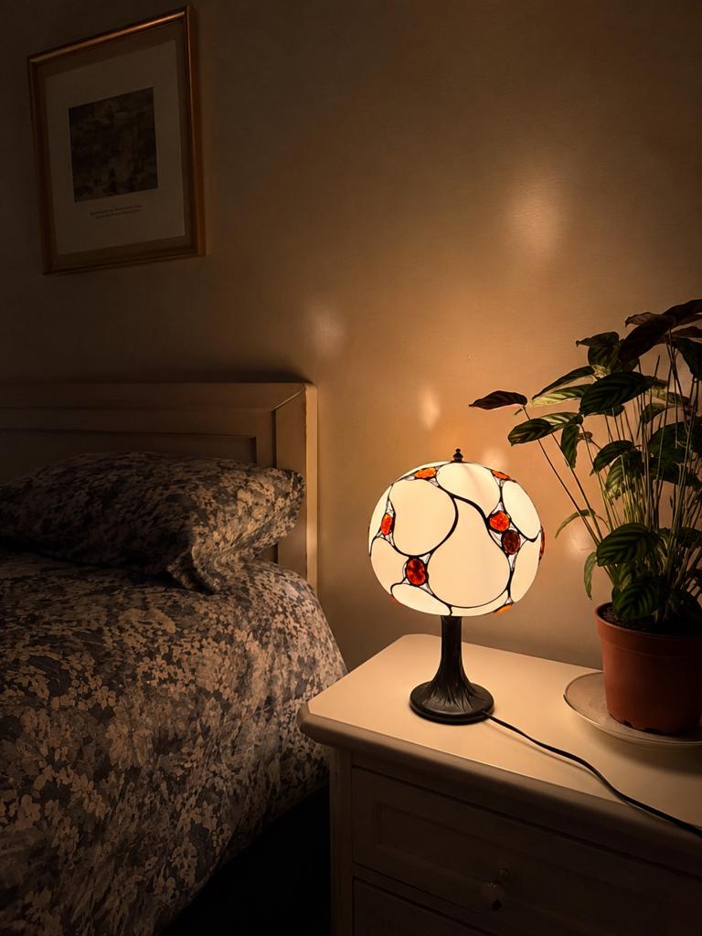 Tiffany Style Tafellamp m Decoratieve –Sfeervolle Retro Lamp, Overige materialen, Vintage, Ophalen of Verzenden, Zo goed als nieuw