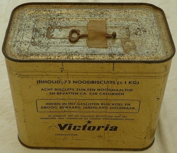 Rantsoen Blik, Noodbiscuits, Victoria, 1961.(Nr.1), Verzamelen, Militaria | Algemeen, Ophalen of Verzenden, Overige soorten, Overige typen