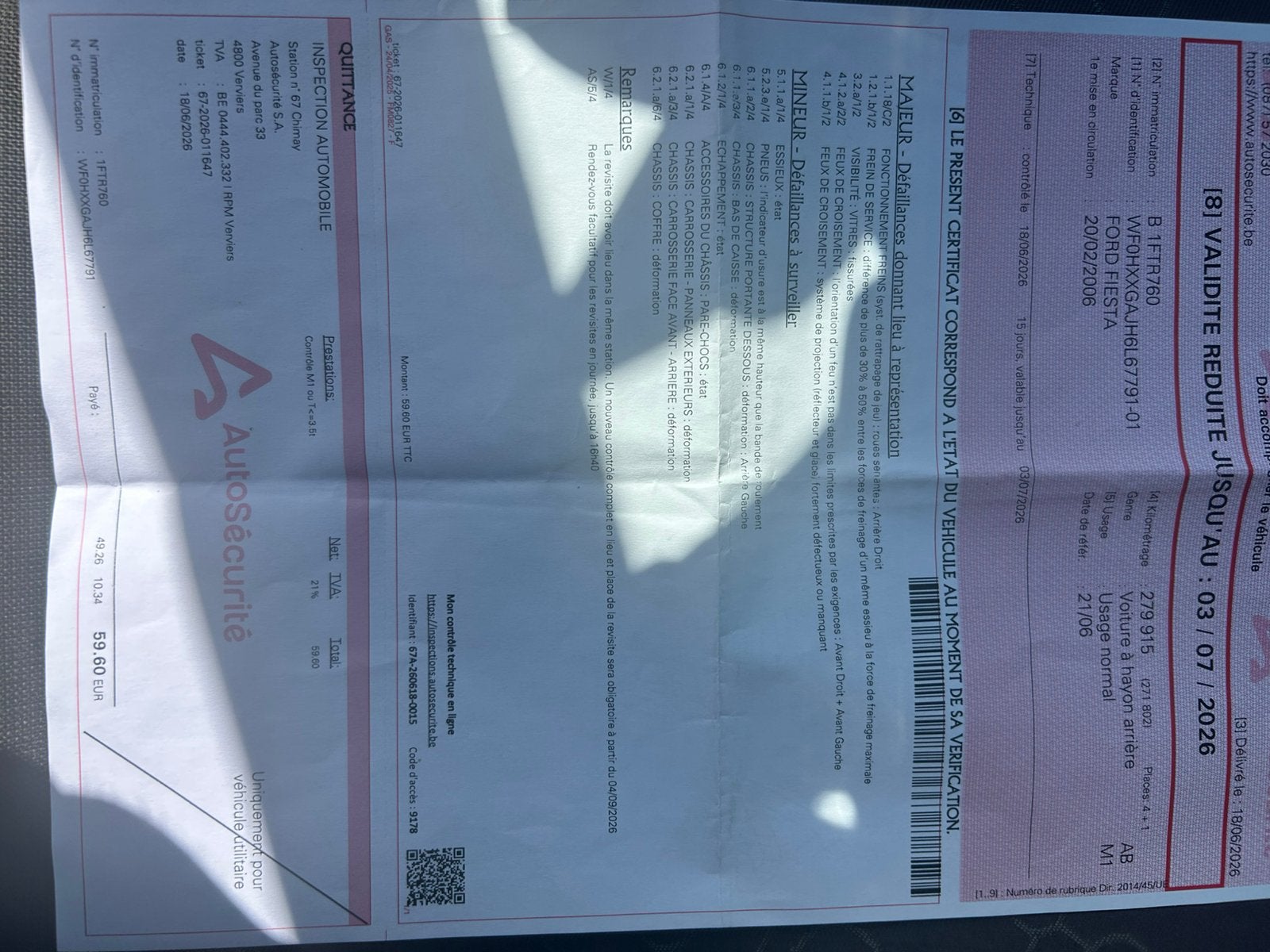 Ford fiesta, ne passe pas au contrôle, 500€ à discuter, Autos, Achat, Boîte manuelle, Autres couleurs, 5 portes
