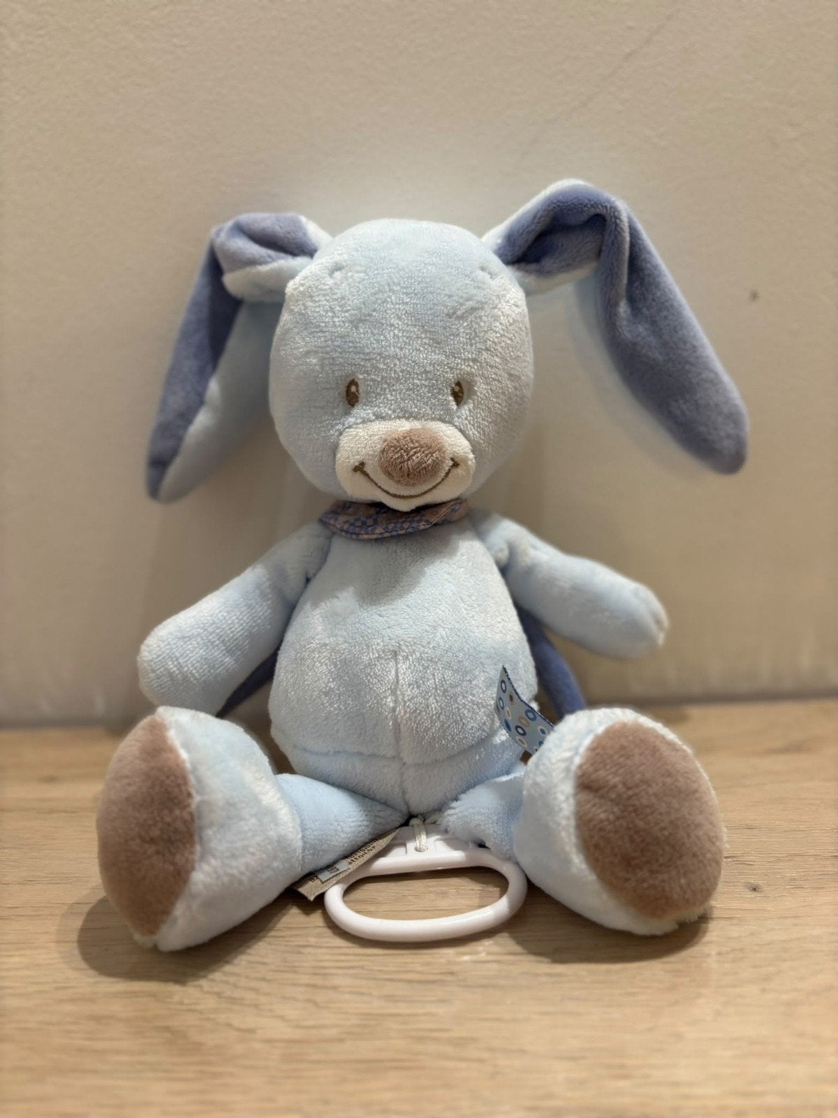 Nounours musical NATTOU, Enlèvement ou Envoi, Comme neuf, Bleu, Lapin