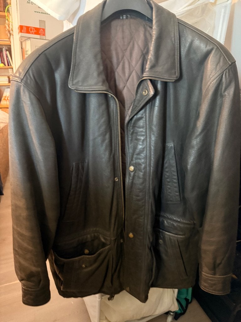 Lederen jas, Kleding | Heren, Ophalen, Zo goed als nieuw, Maat 52/54 (L), Bruin