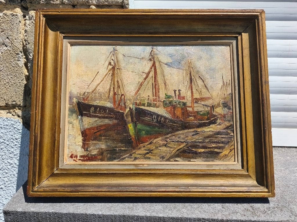 Huile sur carton signe eugèen van mieghem, Enlèvement ou Envoi, Réaliste