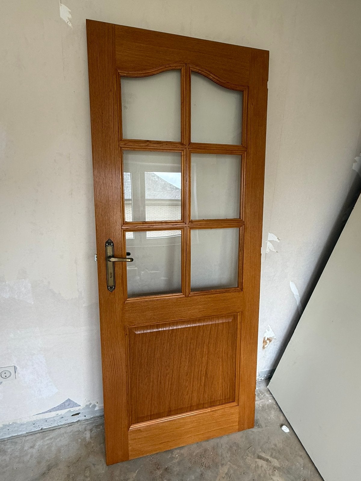Vintage deur met glas, Ophalen, Gebruikt, Glas, Binnendeur