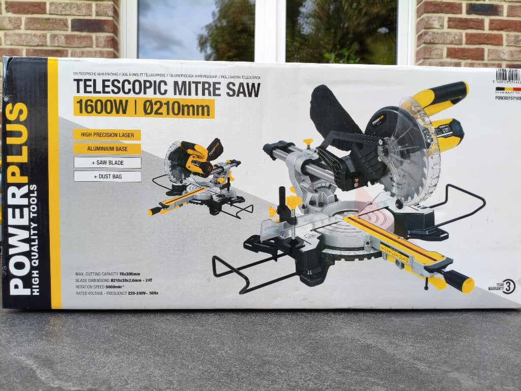 Scie à onglets télescopique, 70 mm ou plus, Comme neuf, Enlèvement, PowerPlus