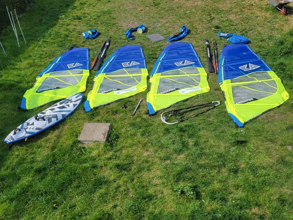 volledige windsurf wave set -- MOET WEG, Watersport en Boten, Windsurfen, Ophalen, Minder dan 250 cm, Zo goed als nieuw, Met vin(nen)