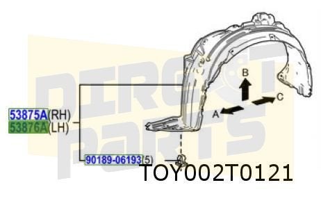Toyota C-HR (12/19-2/24) modderkuip Links Origineel! 53876F4, Neuf, -, Toyota, -