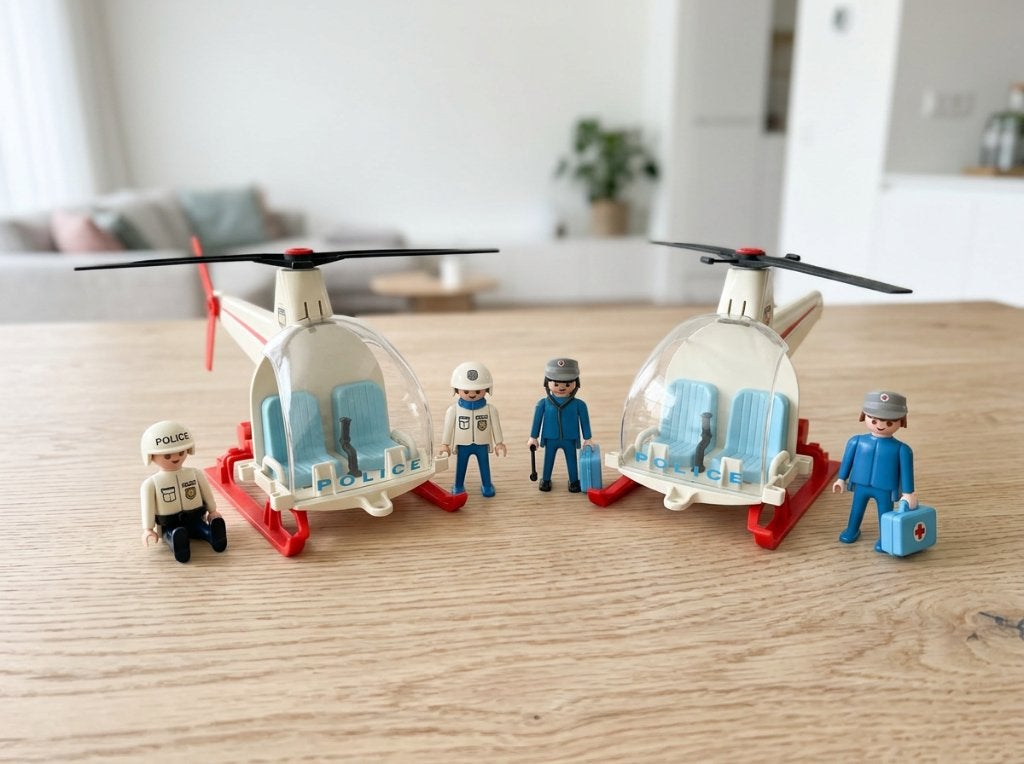 Vintage Playmobil politiehelikopters lot met figuren, Kinderen en Baby's, Ophalen, Zo goed als nieuw, Complete set