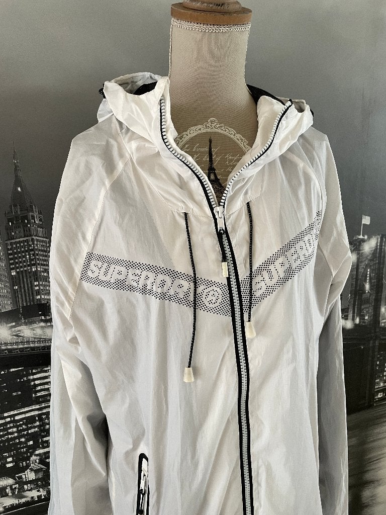 licht wit regen jasje Superdry dames 38, Maat 38/40 (M), Wit, Gedragen, Superdry