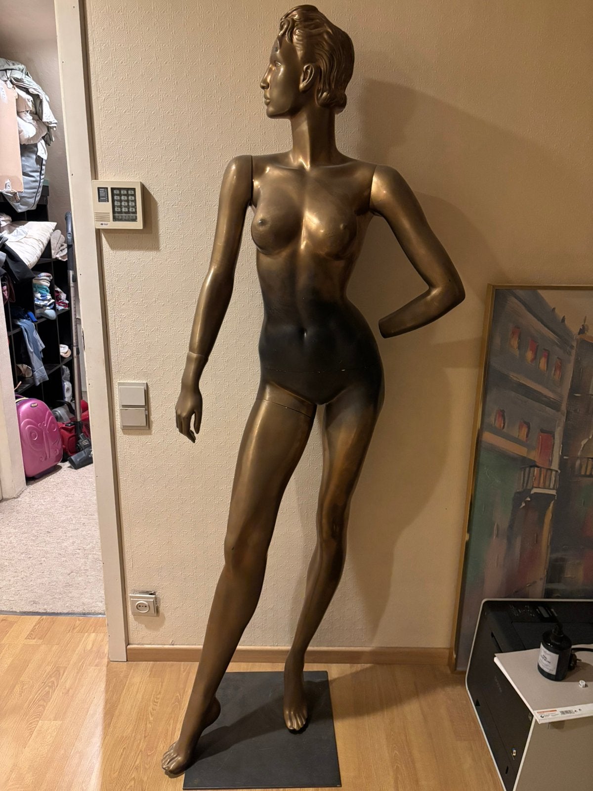 Grand mannequin sur piédestal, Enlèvement