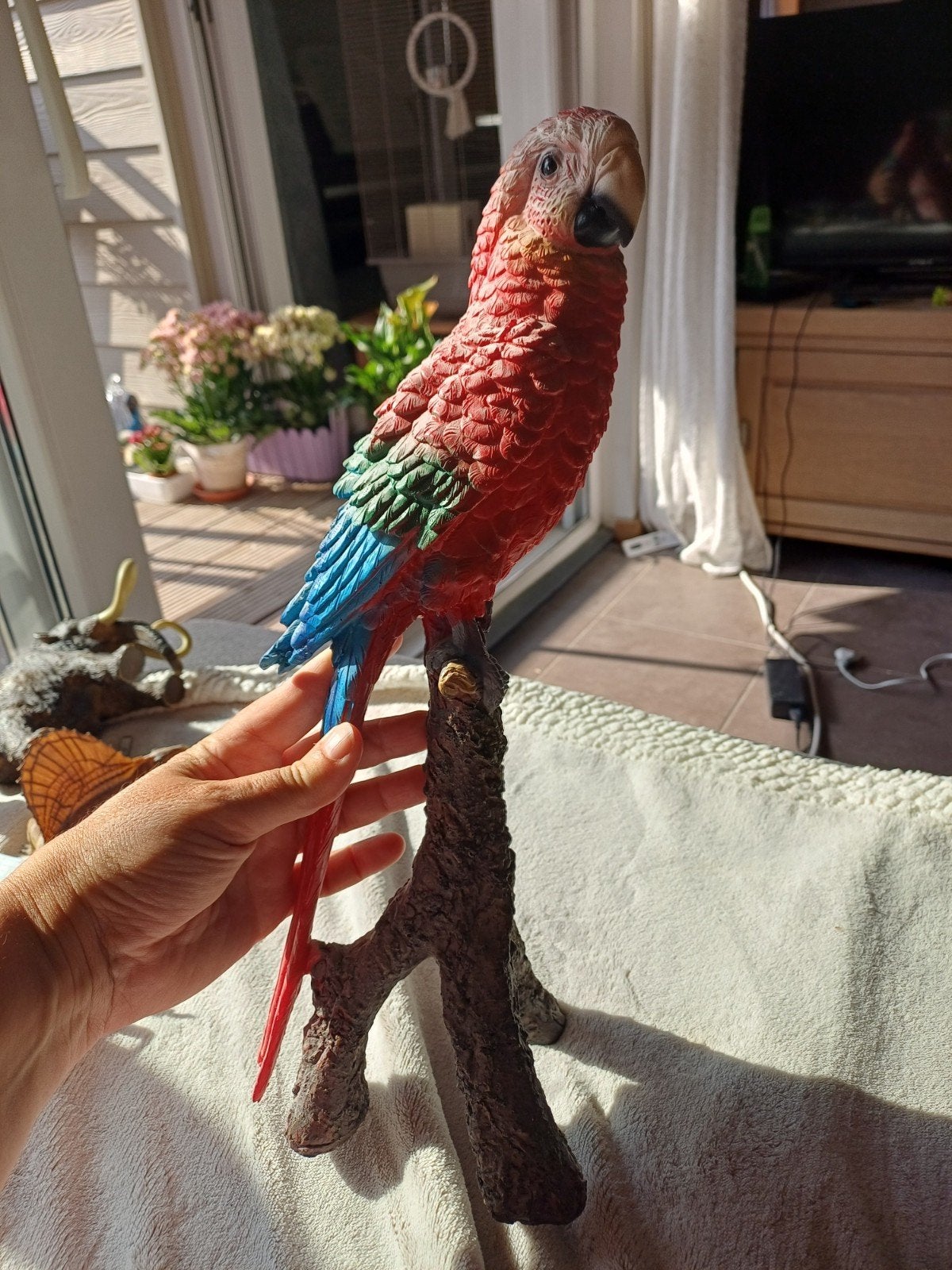beau perroquet Ara rouge, Enlèvement, Comme neuf, Oiseaux, Statue ou Figurine