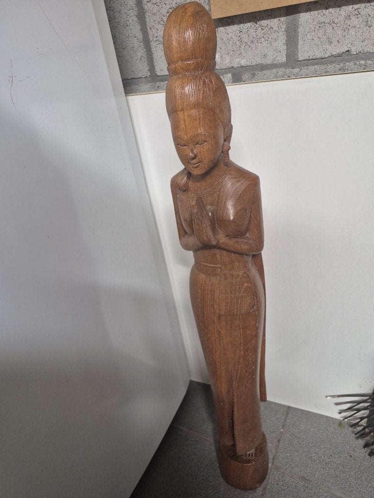 Houten beeld hoog 1 meter, Ophalen, Houtsnijwerk, 50 - 100 cm, Hout