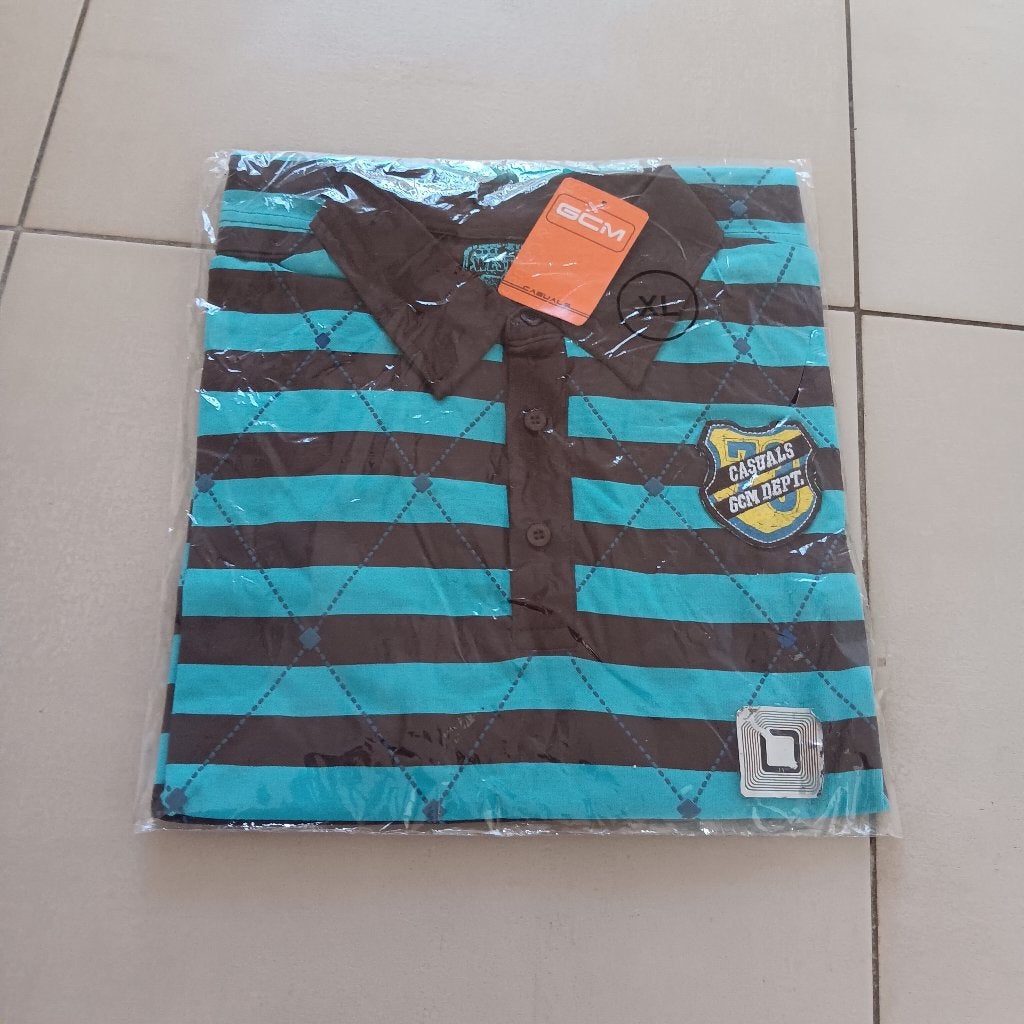 Polo ligné bleu/brun XL NEUF, Kleding | Heren, Polo's, Ophalen of Verzenden, Nieuw, Maat 56/58 (XL), Blauw