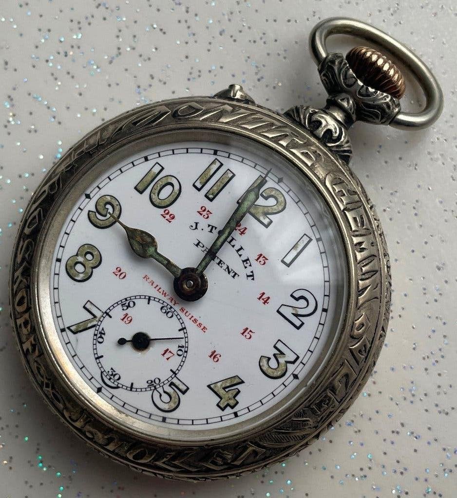 Montre ROSKOPF J TOLLET chemin de fer en cuivre jaune, Rolex, Comme neuf, Enlèvement, Autres matériaux