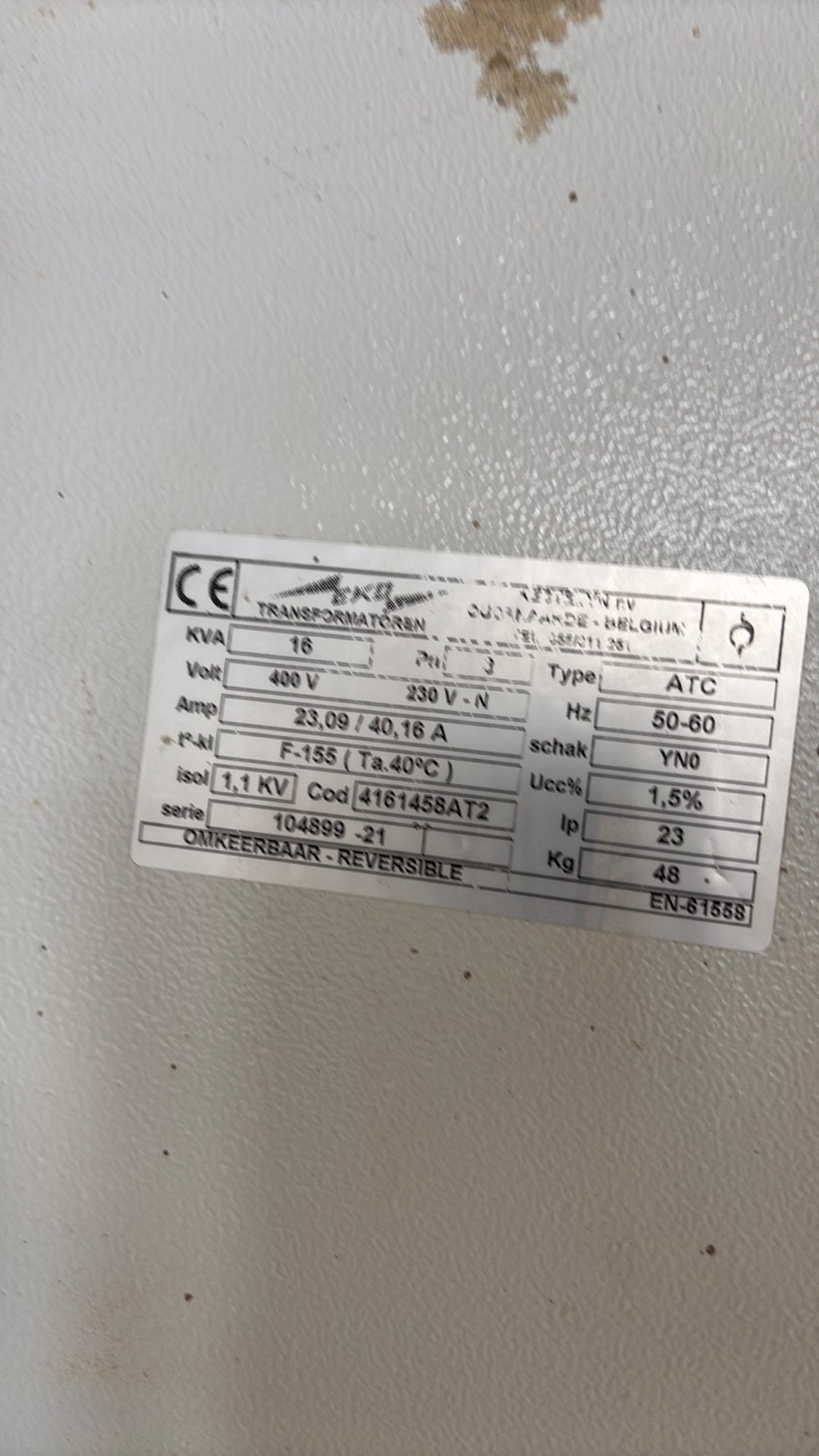 Transformator 16 kva, Ophalen of Verzenden, Zo goed als nieuw