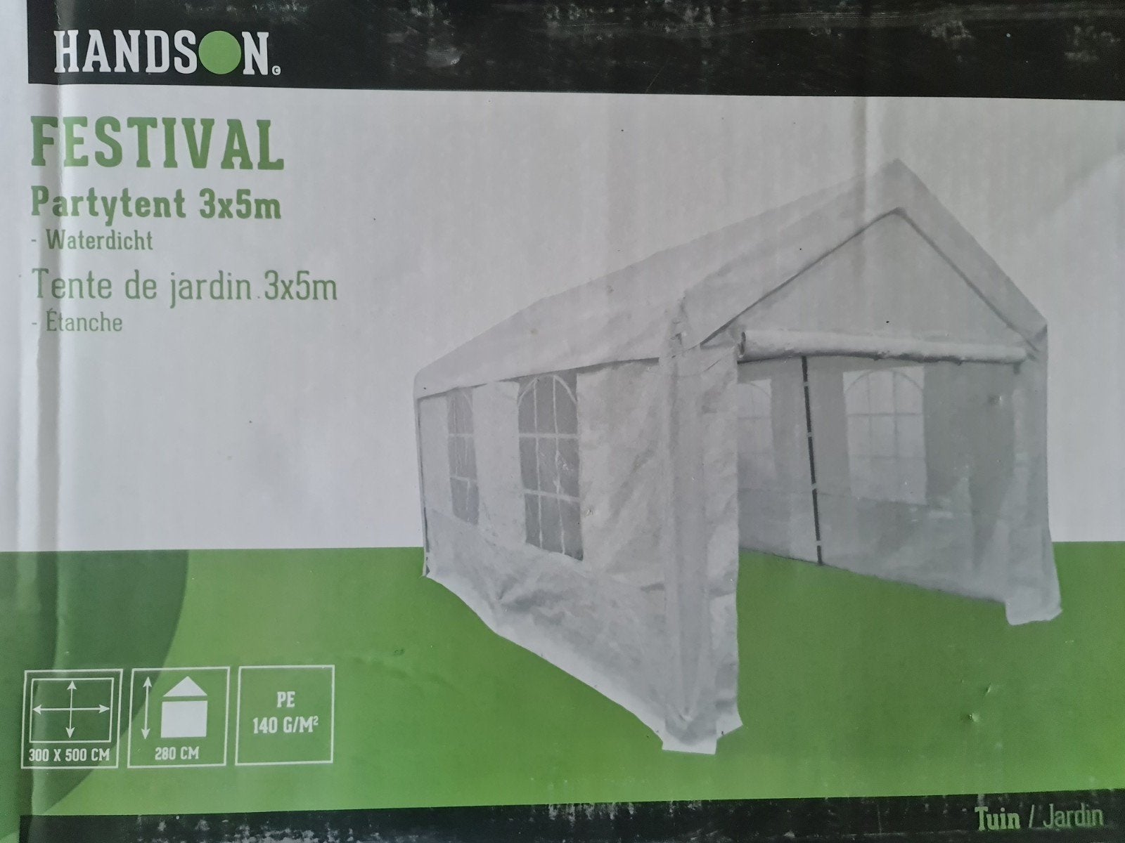Partytent Festival 3x5m - Handson met doos, Ophalen, Partytent