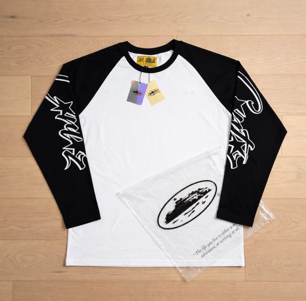 Corteiz Longsleeve - Wit & Zwart - Maat S - Met Prijskaart, Envoi, Neuf, Taille 46 (S) ou plus petite, Blanc