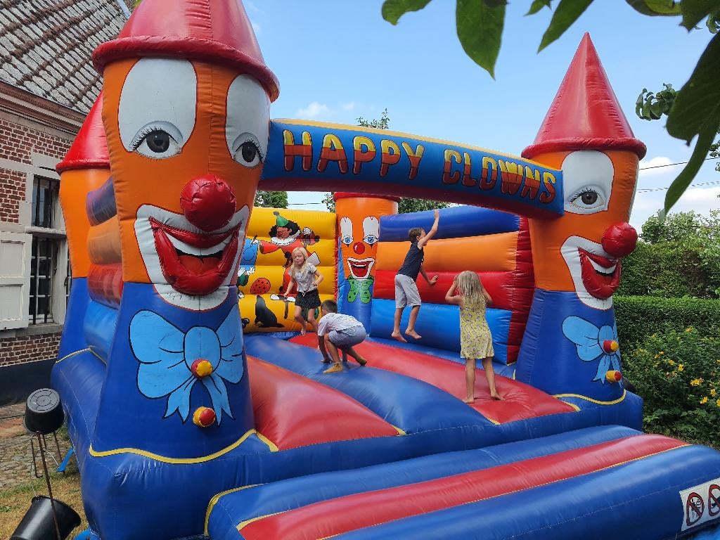 Groot professioneel springkasteel “Happy Clowns”, Enlèvement, Comme neuf, Article de fête