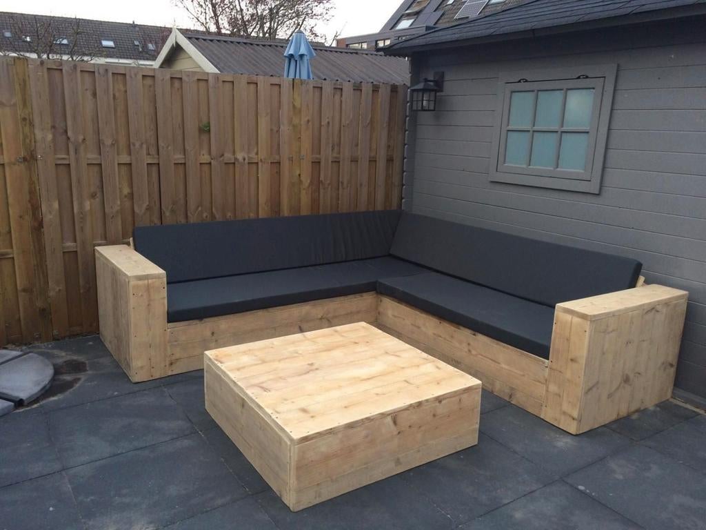 Steigerhout hoekbanken gratis thuisbezorgd, Tuin en Terras, Ophalen of Verzenden