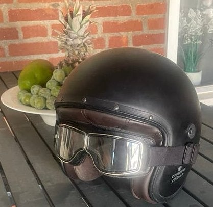Caberg Fiber Jethelm - Mat Zwart met Vizier en Bril, Motoren, Ophalen of Verzenden, Jethelm, Caberg