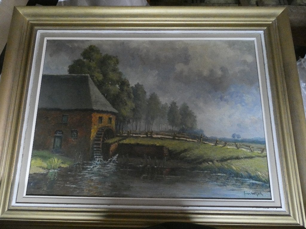 Schilderij J. Van Wijck, Antiek en Kunst, Kunst | Schilderijen | Klassiek, Ophalen of Verzenden, Landschap