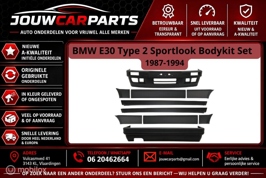 BMW E30 Type 2 Sportlook Bodykit Set 1987-1994, Auto-onderdelen, Nieuw, Ophalen of Verzenden, Bodykit, BMW