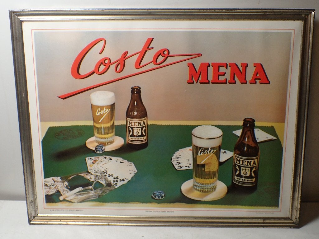 Oude reklame Costo  Mena, Verzamelen, Ophalen of Verzenden, Gebruikt, Reclamebord, Plaat of Schild, Overige merken