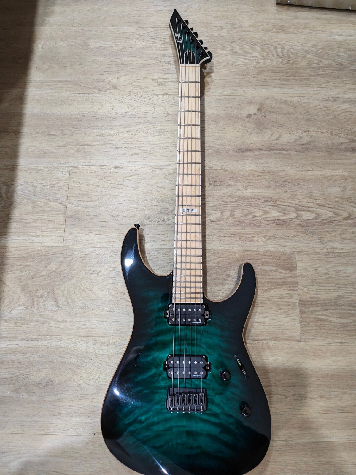 ESP E-II M-II Black Turquoise Burst, Musique & Instruments, Instruments à corde | Guitares | Électriques, Utilisé, Solid body