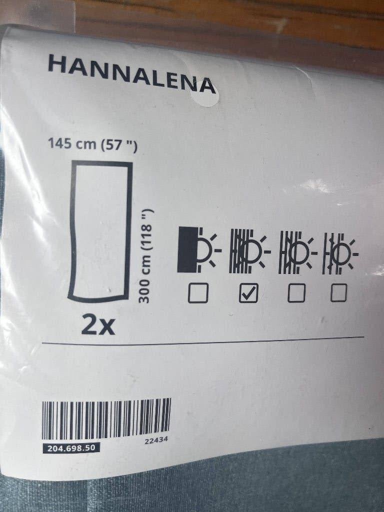 IKEA Gordijnen + stang, ringen & haken – NIEUW!, Ophalen, 300 cm, Blauw, Inclusief montageonderdelen