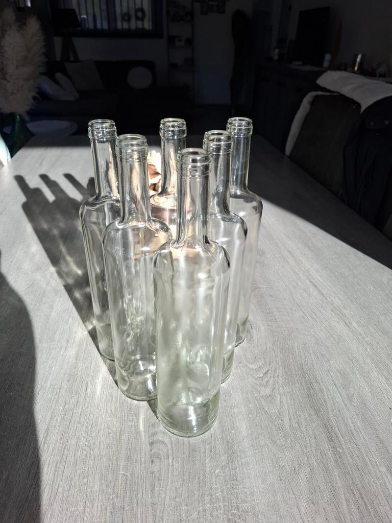 Lot de 6 Bouteilles en Verre Transparent - Idéal Déco / DIY, Collections, Verres & Petits Verres, Enlèvement ou Envoi