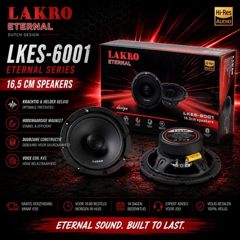 LKES-6001 - 16.5 CM - LAKRO - 60 watt RMS - Coaxiaal, Auto diversen