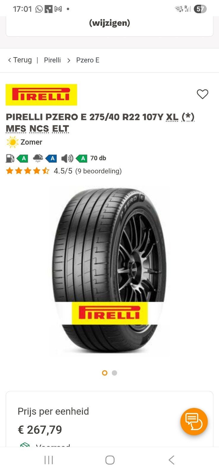 Nouveaux pneus de voiture Pirelli Zero SUV 275/40 r22 107Y, Enlèvement