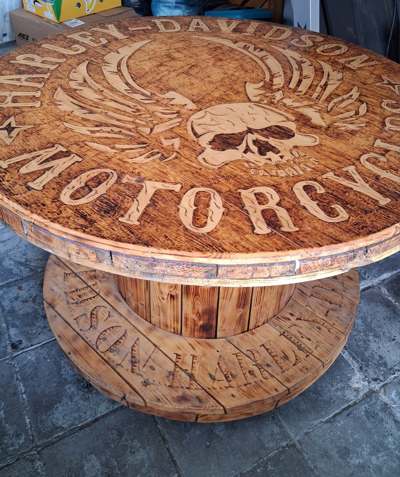 Gepersonaliseerde tafel Harley Davidson, Motoren, Accessoires | Koffers en Tassen, Ophalen