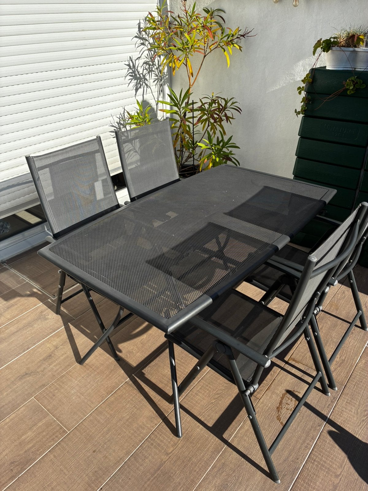 Set de jardin: table, 4chaises, 2chaises longues, anthracite, Salons de jardin, Aluminium, Utilisé, Banque