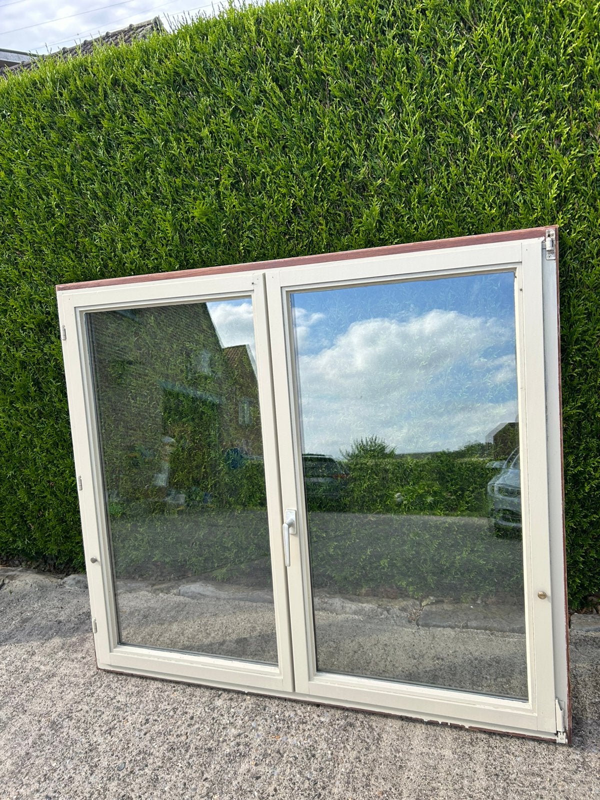 Meranti raam draai kiep, Gebruikt, Raamkozijn, Inclusief glas, 75 tot 150 cm