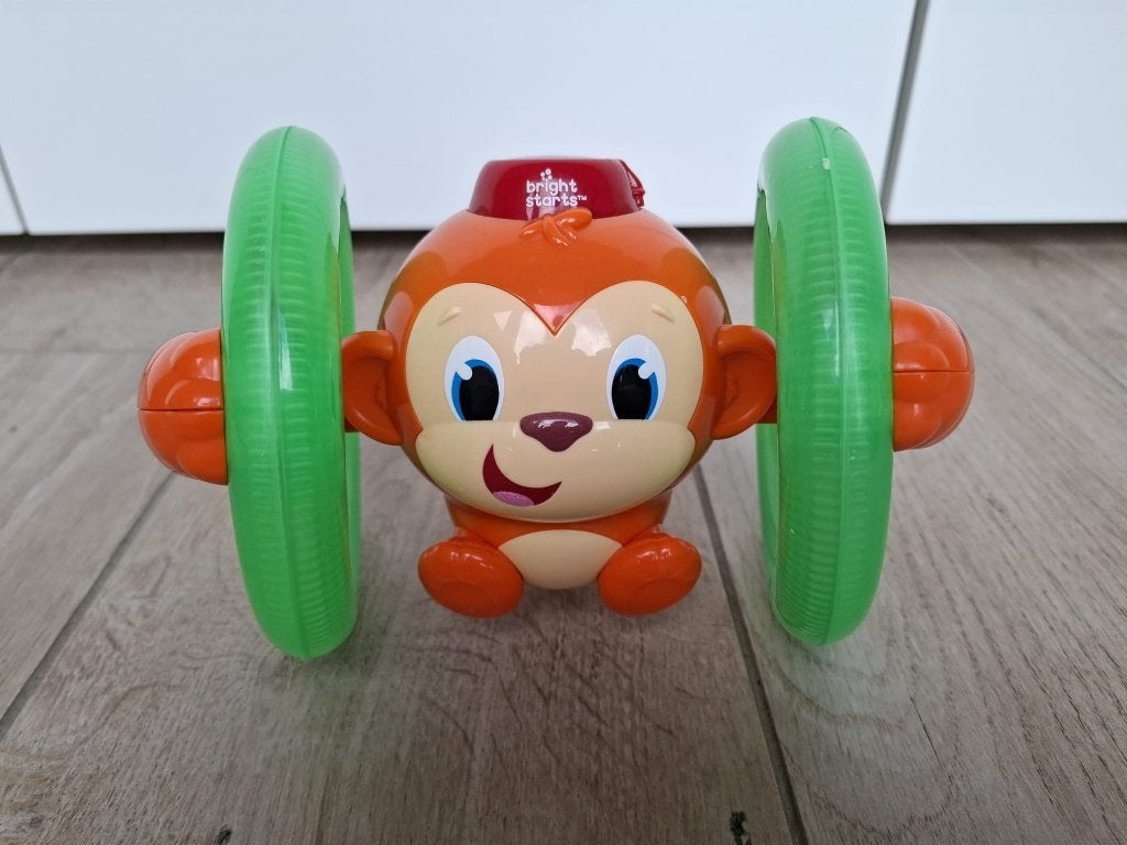Baby speeltje roll & glow monkey - Bright Starts, Envoi, Utilisé, Voiture, Avec lumière