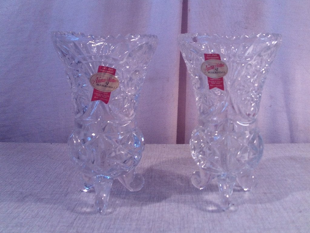 2 Mooie Kristallen Vaasjes - 14cm - Anna Hutte Bleikristall, Antiek en Kunst, Ophalen of Verzenden