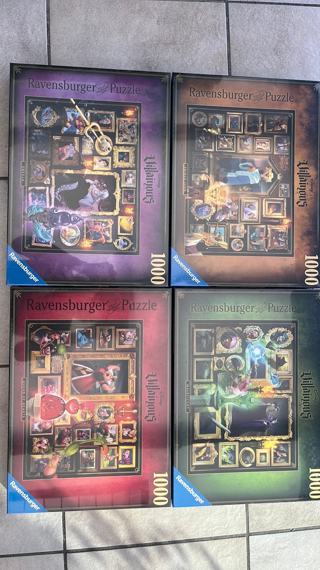 4 puzzels Disney Villainous collectie 1000stukken, Ophalen, 500 t/m 1500 stukjes, Nieuw, Legpuzzel
