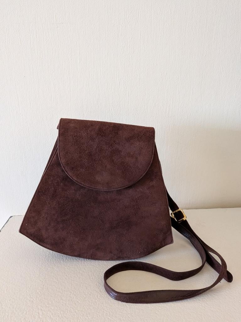 Vintage lederen handtas, Handtassen en Accessoires, Tassen | Schoudertassen, Ophalen of Verzenden